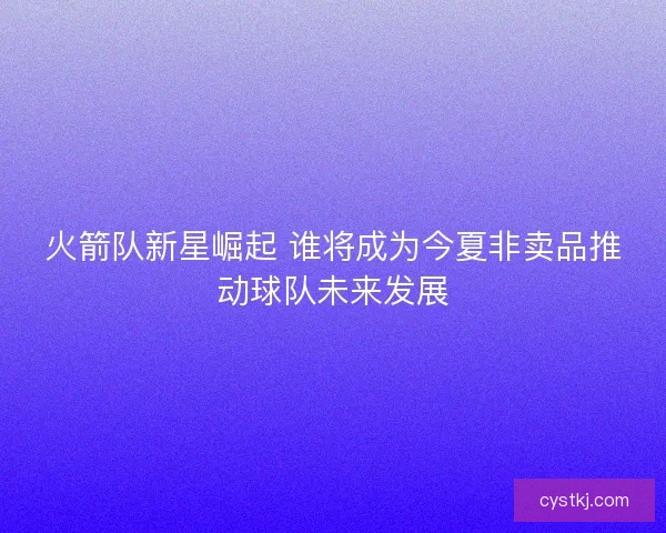 火箭队新星崛起 谁将成为今夏非卖品推动球队未来发展